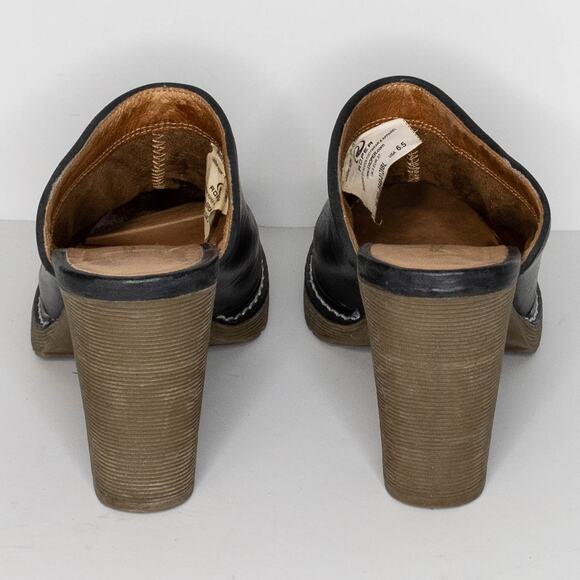 Roper Mule Clogs Leather Y2K 90s Western Boho Cottage Minimalist Heels Black 6.5 - Picture 4 of 7